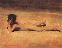 Naked boy on the beach, sargent