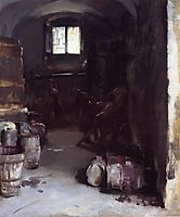 Pressing the Grapes: Florentine Wine Cellar, 1882, sargent