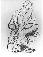 Study for a devil and victim in Judgement, sargent