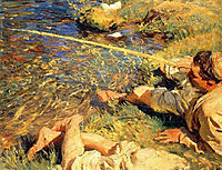 Val d-Aosta: Man Fishing, 1907, sargent