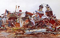 A Wrecked Sugar Refinery, 1918, sargent
