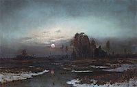 Autumn Landscape with a swampy river in the moonlight, 1871, savrasov