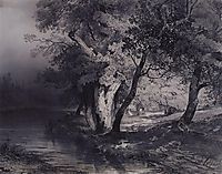 Forest near the lake, illuminated by the sun, 1856, savrasov