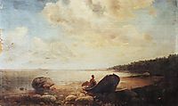 Landscape with boat, c.1860, savrasov