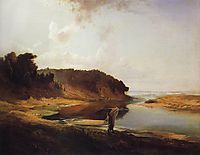 Landscape with a River and an Angler, 1859, savrasov