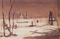 Rural cemetery in the moonlight, 1887, savrasov