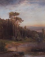 Summer landscape with pine trees near the river, 1878, savrasov