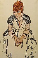 The Artist-s Sister in Law in a Striped Dress, 1917, schiele