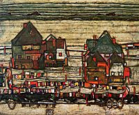 Houses with Laundry (Seeburg), 1914, schiele