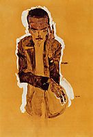 Portrait of Eduard Kosmack with Raised Left Hand, 1910, schiele