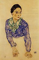 Portrait of a Woman with Blue and Green Scarf, 1914, schiele