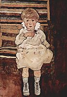 Seated child, 1918, schiele