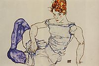 Seated Woman in Violet Stockings, 1917, schiele