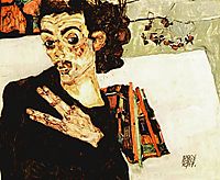 Self-Portrait with Black Vase and Spread Fingers, 1911, schiele