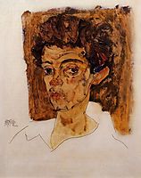 Self Portrait with Brown Background, 1912, schiele