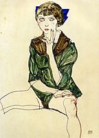 Sitting Woman in a Green Blouse, 1913, schiele