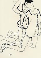 Two Kneeling Figures (Parallelogram), 1913, schiele