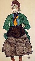 Woman in a Green Blouse and Muff, 1915, schiele