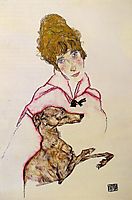 Woman with Greyhound (Edith Schiele), 1916, schiele