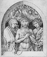 The Man of Sorrows with the Virgin Mary and St. John the Evangelist, 1475, schongauer