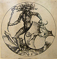 Wild man with shield, 1490, schongauer