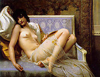 Nude Young woman on a settee, seignac