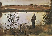 Artist K. Korovin on the river bank, 1905, serov