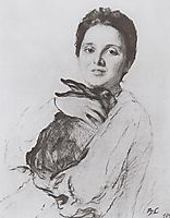 Portrait of K.A. Obninskaya with bunny, 1904, serov