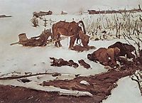 Rinsing Linen. On the River, 1901, serov