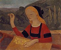 Embroiderer in a Landscape of Chateauneuf, 1910, serusier