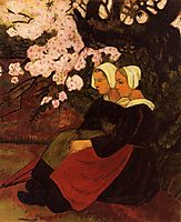 Two Breton Women under a Flowering Apple Tree, 1890, serusier