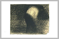At work the land: man-s face in profile, leaning forward, seurat