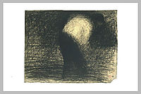 At work the land: man-s face in profile, leaning forward, seurat