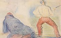 Soldier Fencing, Another Reclining, 1880, seurat