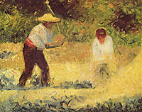 Stone-breaker, man and woman, Le Raincy, 1882-1883, seurat