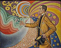 Portrait of Félix Fénéon in Front of an Enamel of a Rhythmic Background of Measures and Angels Shades and Colors, 1890, signac