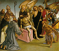 Lamentation over the Dead Christ with Angels and Saints, c.1516, signorelli
