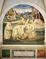 Life of St. Benedict. Benedict Drives the Devil out of a Stone, 1502, signorelli