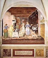 Life of St. Benedict. Benedict Tells Two Monks What They Have Eaten, 1502, signorelli