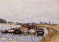 Barge Garage at Saint Mammes, 1885, sisley