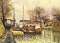 Barges on the Canal Saint Martin in Paris, 1870, sisley