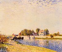 The Dam on the Loing Barges, 1885, sisley
