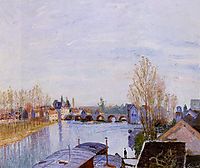The Loing at Moret, the Laundry Boat, 1890, sisley