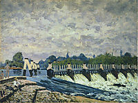 Molesey Weir at Hampton Court Morning, 1874, sisley