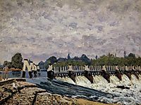 Molesey Weir - Morning, 1874, sisley