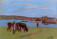 Pasture by the Seine, c.1897, sisley