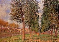 The Poplar Avenue at Moret, Cloudy Day, Morning, 1888, sisley