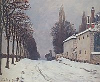 Snow on the Road, Louveciennes, Chemin de la Machine, 1874, sisley