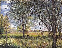 Willows in a field afternoon, sisley