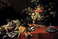 Still Life with Fruit Basket and Game, 1620, snyders